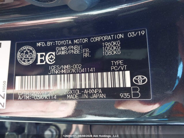 JTNKHMBX7K1041141 Toyota C-HR