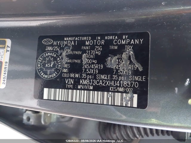 KM8J3CA2XHU418370 Hyundai Tucson Ultimate