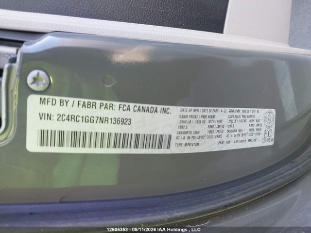 2C4RC1GG7NR136923 Chrysler Pacifica