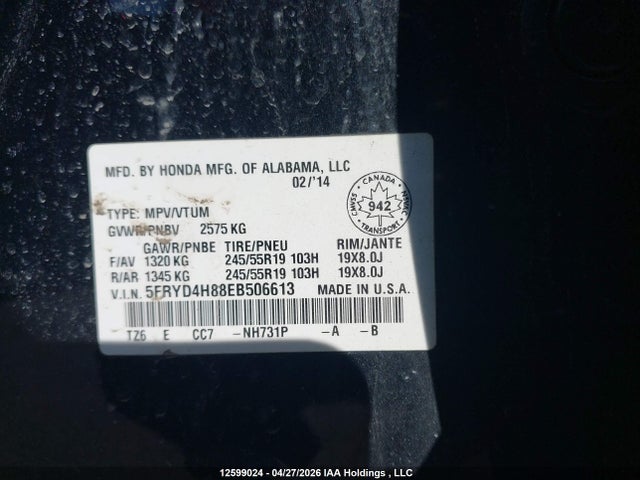 Продажа на аукционе авто 2014 Acura Mdx Elite Package, vin: 5FRYD4H88EB506613, номер лота: 12599024