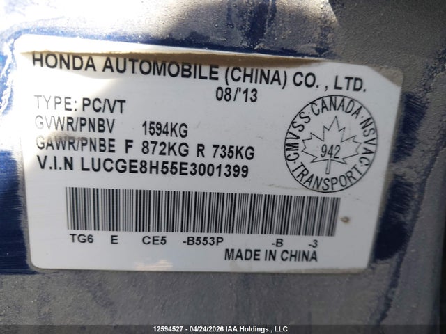 LUCGE8H55E3001399 Honda FIT LX