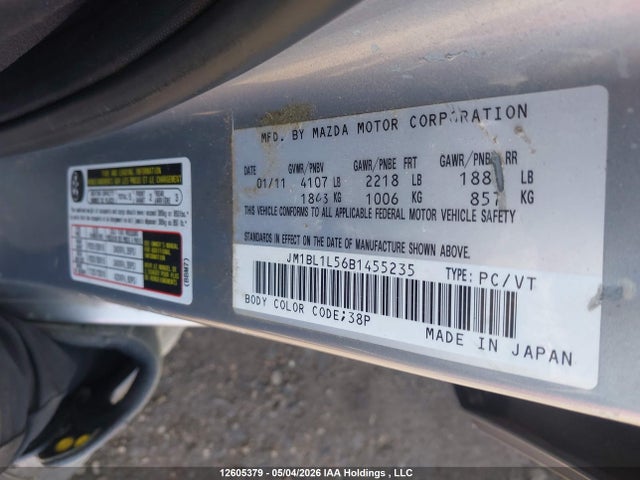 Aukcja sprzedaży 2011 Mazda Mazda3, vin: JM1BL1L56B1455235, numer aukcji: 12605379