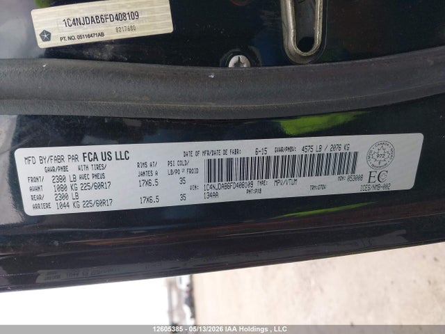 1C4NJDAB6FD408109 Jeep Compass Sport
