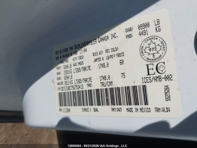 Продажа на аукционе авто 2005 Dodge Ram 3500 Slt/laramie, vin: 3D7LS38C75G753413, номер лота: 12605404