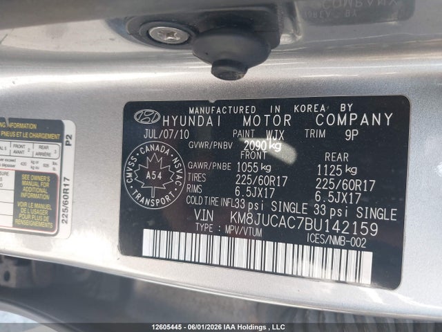 Продаж на аукціоні авто 2011 Hyundai Tucson Gls, vin: KM8JUCAC7BU142159, номер лоту: 12605445