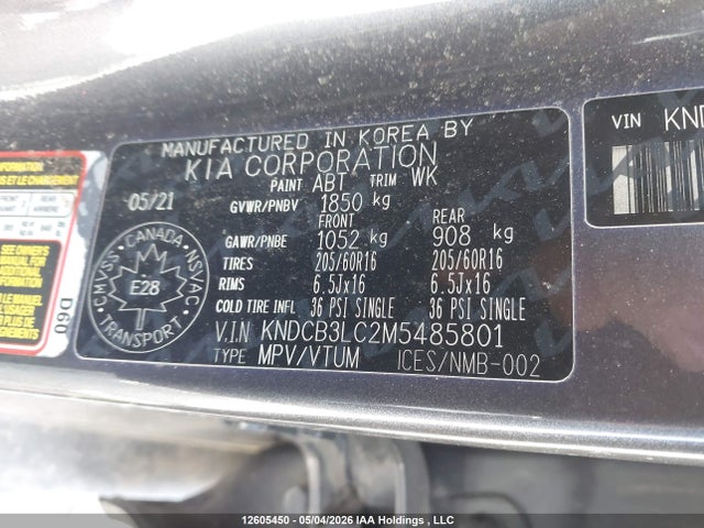 2021 Kia Niro Lx/lxs მანქანა იყიდება აუქციონზე, vin: KNDCB3LC2M5485801, აუქციონის ნომერი: 12605450