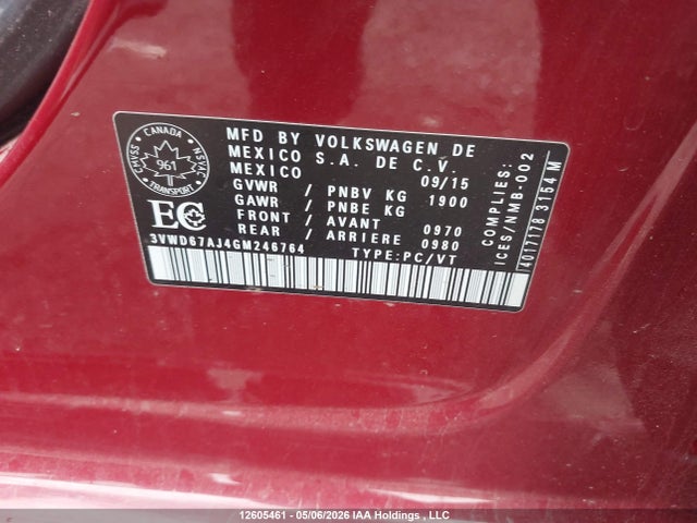 Aukcja sprzedaży 2016 Volkswagen Jetta Se, vin: 3VWD67AJ4GM246764, numer aukcji: 12605461