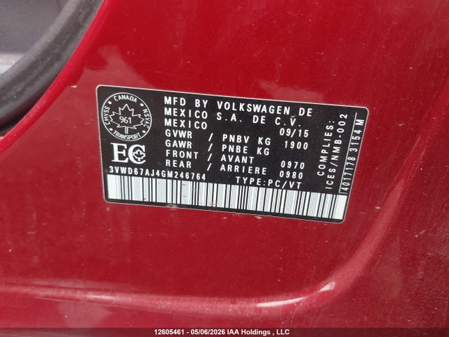Aukcja sprzedaży 2016 Volkswagen Jetta Se, vin: 3VWD67AJ4GM246764, numer aukcji: 12605461