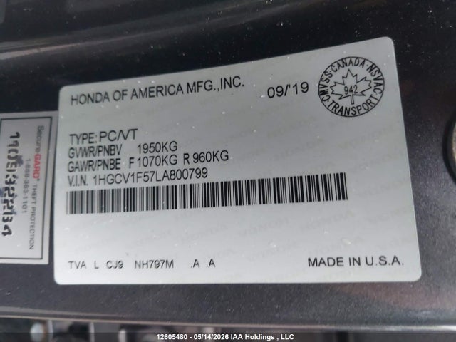 1HGCV1F57LA800799 Honda ACCORD SEDAN