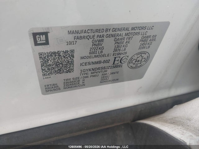Продаж на аукціоні авто 2018 Cadillac Xt5 Luxury, vin: 1GYKNDRS8JZ158891, номер лоту: 12605496
