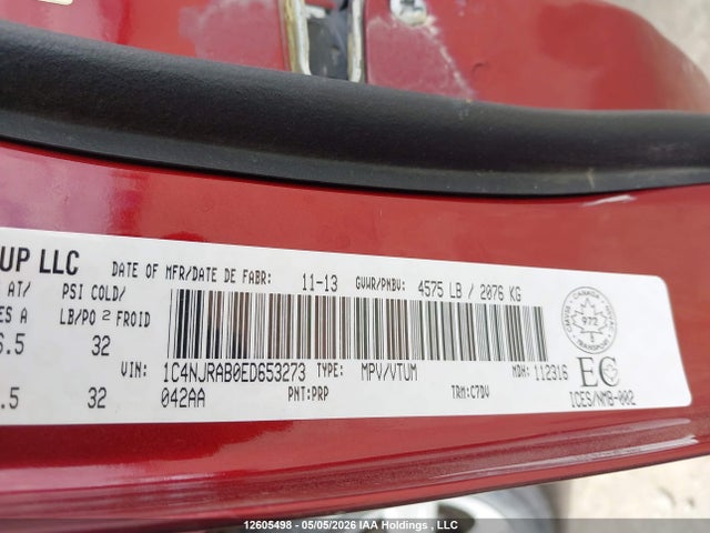 2014 Jeep Patriot მანქანა იყიდება აუქციონზე, vin: 1C4NJRAB0ED653273, აუქციონის ნომერი: 12605498