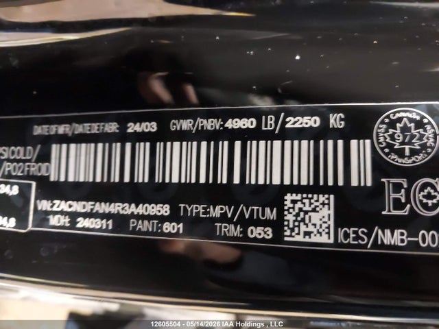 12605504 :رقم المزاد ، ZACNDFAN4R3A40958 vin ، 2024 Dodge Hornet Gt مزاد بيع