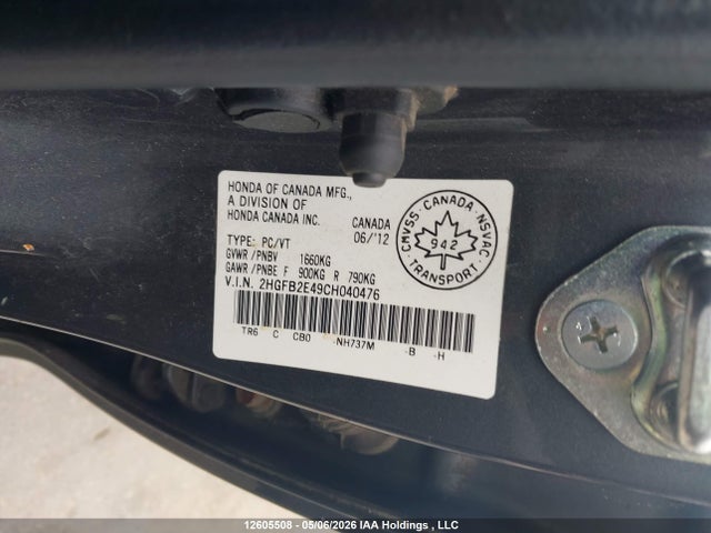 Продажа на аукционе авто 2012 Honda Civic Lx, vin: 2HGFB2E49CH040476, номер лота: 12605508