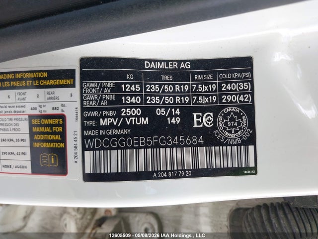 Aukcja sprzedaży 2015 Mercedes-benz Glk 250 Bluetec 4matic, vin: WDCGG0EB5FG345684, numer aukcji: 12605509