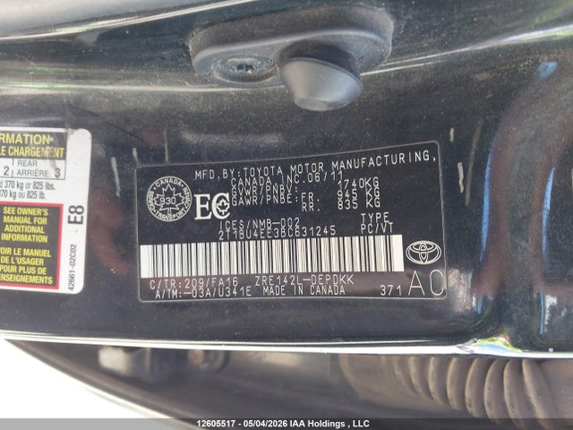 2011 Toyota Corolla S/le მანქანა იყიდება აუქციონზე, vin: 2T1BU4EE3BC631245, აუქციონის ნომერი: 12605517