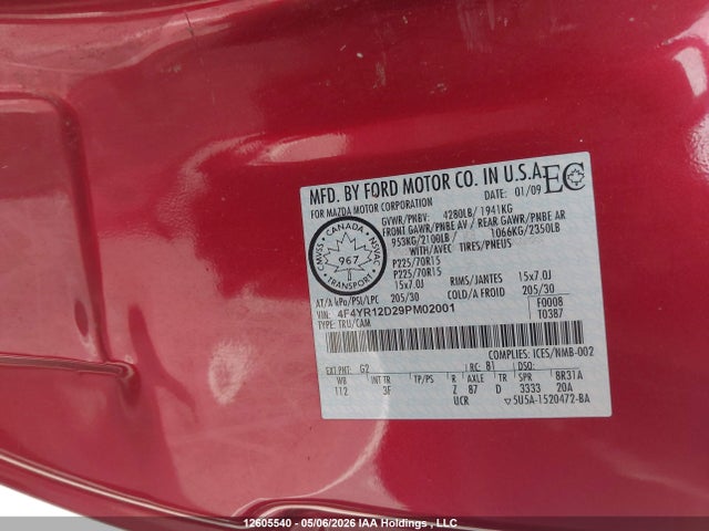 Aukcja sprzedaży 2009 Mazda B2300, vin: 4F4YR12D29PM02001, numer aukcji: 12605540