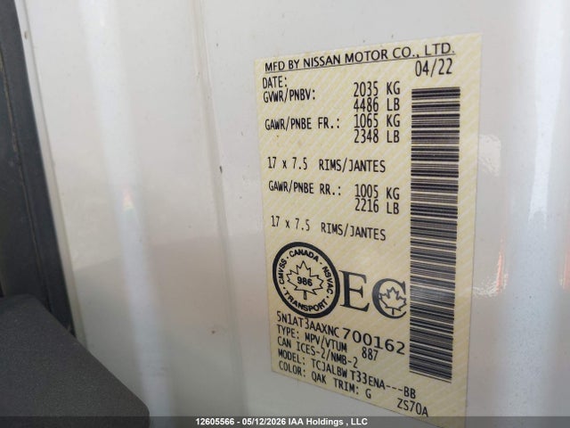5N1AT3AAXNC700162 Nissan ROGUE S