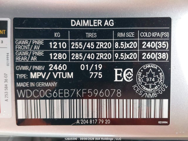 Продажа на аукционе авто 2019 Mercedes-benz Amg Gla 43 4matic, vin: WDC0G6EB7KF596078, номер лота: 12605590