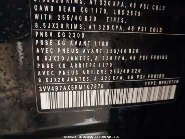 3VV4B7AX5RM107878 Volkswagen Tiguan Sel R-line Black