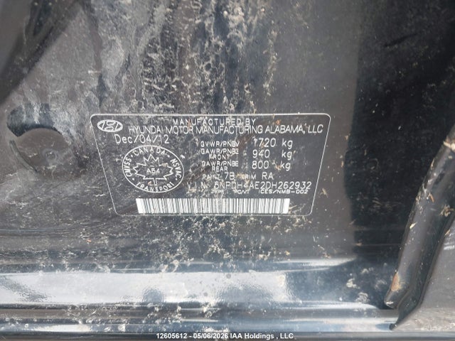 2013 Hyundai Elantra Gls/limited მანქანა იყიდება აუქციონზე, vin: 5NPDH4AE2DH262932, აუქციონის ნომერი: 12605612