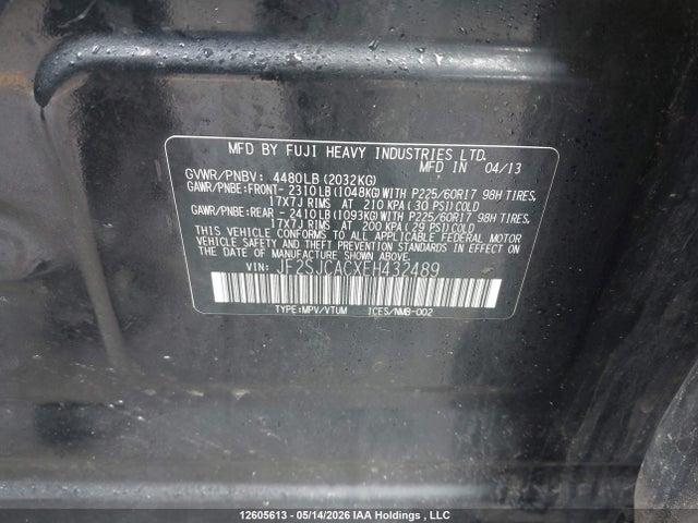 2014 Subaru Forester მანქანა იყიდება აუქციონზე, vin: JF2SJCACXEH432489, აუქციონის ნომერი: 12605613