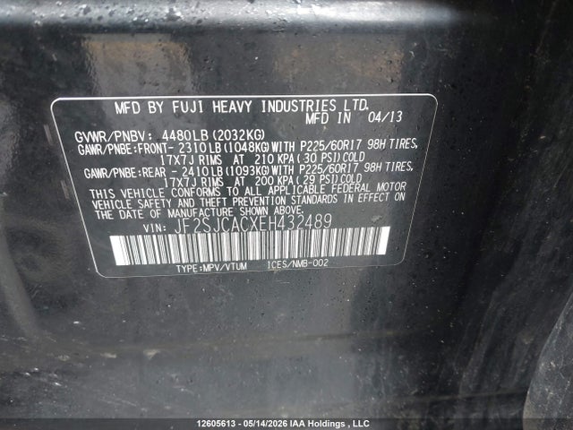 2014 Subaru Forester მანქანა იყიდება აუქციონზე, vin: JF2SJCACXEH432489, აუქციონის ნომერი: 12605613