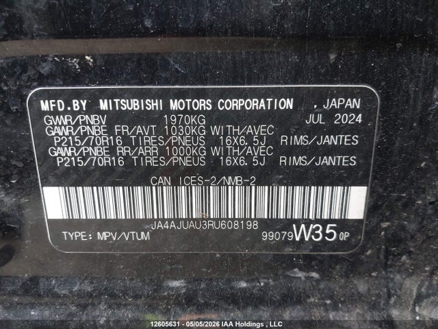 JA4AJUAU3RU608198 Mitsubishi RVR ES