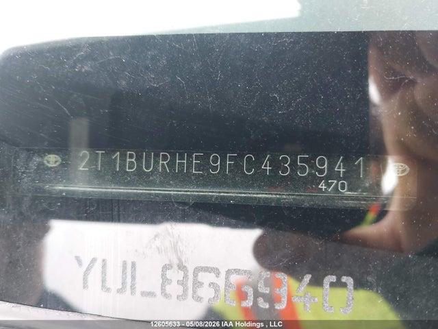 Продаж на аукціоні авто 2015 Toyota Corolla Ce, vin: 2T1BURHE9FC435941, номер лоту: 12605633