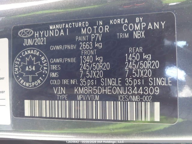 KM8R5DHE0NU344309 Hyundai Palisade Ultimate Calligraphy