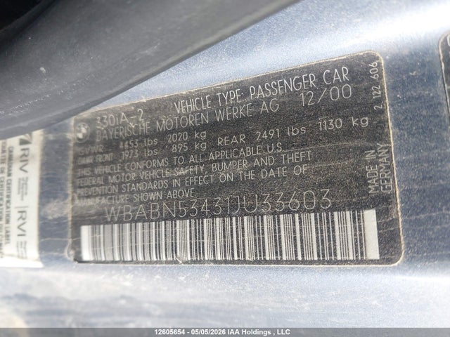 Продажа на аукционе авто 2001 Bmw 330ci, vin: WBABN53431JU33603, номер лота: 12605654