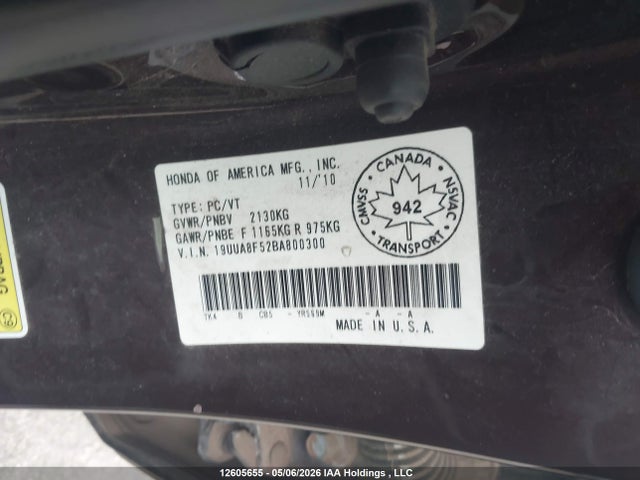 Aukcja sprzedaży 2011 Acura Tl, vin: 19UUA8F52BA800300, numer aukcji: 12605655