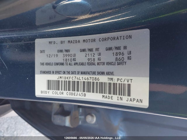 12605666 :رقم المزاد ، JM1DKFC74L1467086 vin ، 2020 Mazda Cx-3 Gs مزاد بيع