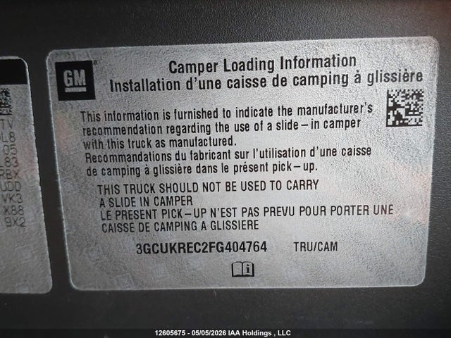 3GCUKREC2FG404764 Chevrolet Silverado K1500 Lt