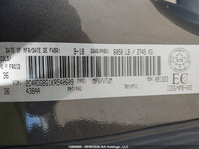 Dodge Grand Caravan Se 2019 2C4RDGBG1KR540609 Image 19