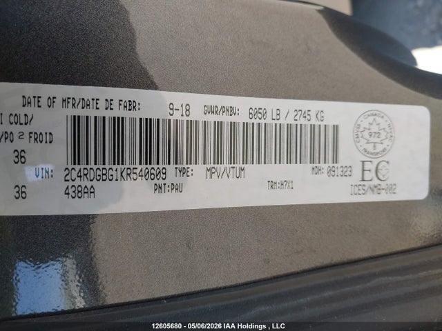 Dodge Grand Caravan Se 2019 2C4RDGBG1KR540609 Image 9