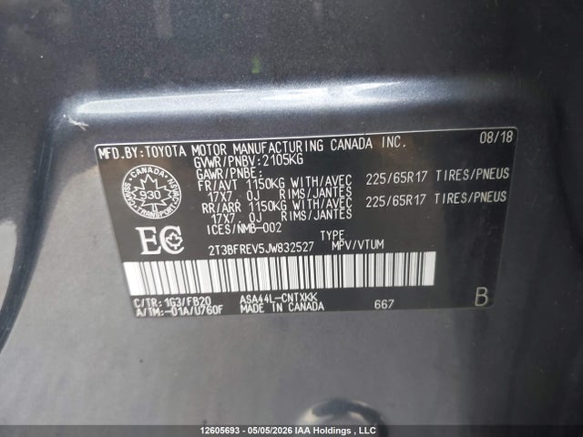 Toyota RAV4 LE 2018 2T3BFREV5JW832527 Image 9
