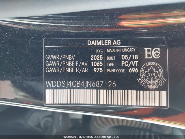 2018 Mercedes-benz Cla 250 4matic მანქანა იყიდება აუქციონზე, vin: WDDSJ4GB4JN687126, აუქციონის ნომერი: 12605699