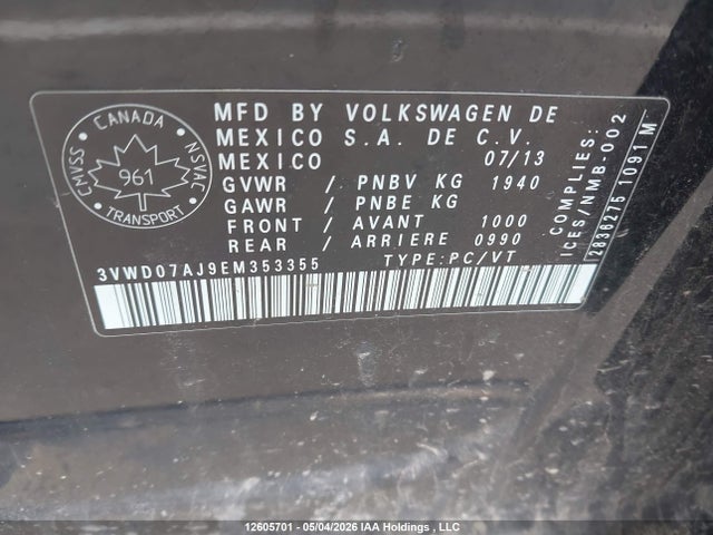 3VWD07AJ9EM353355 Volkswagen JETTA SE