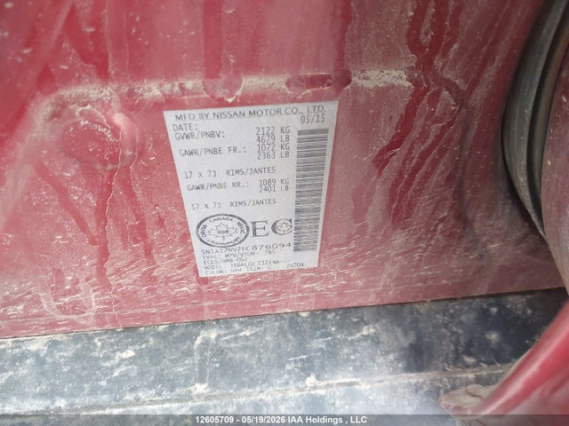 12605709 :رقم المزاد ، 5N1AT2MV7FC876094 vin ، 2015 Nissan Rogue S/sl/sv مزاد بيع