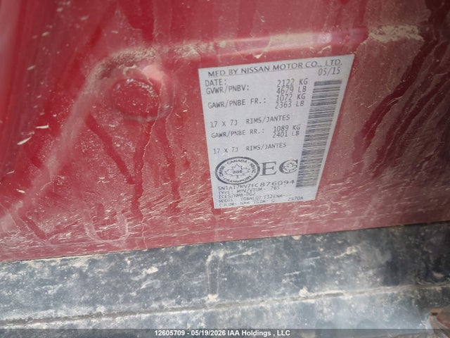 12605709 :رقم المزاد ، 5N1AT2MV7FC876094 vin ، 2015 Nissan Rogue S/sl/sv مزاد بيع