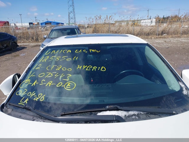 Aukcja sprzedaży 2012 Lexus Ct 200, vin: JTHKD5BH5C2075443, numer aukcji: 12585011