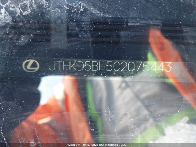 Aukcja sprzedaży 2012 Lexus Ct 200, vin: JTHKD5BH5C2075443, numer aukcji: 12585011