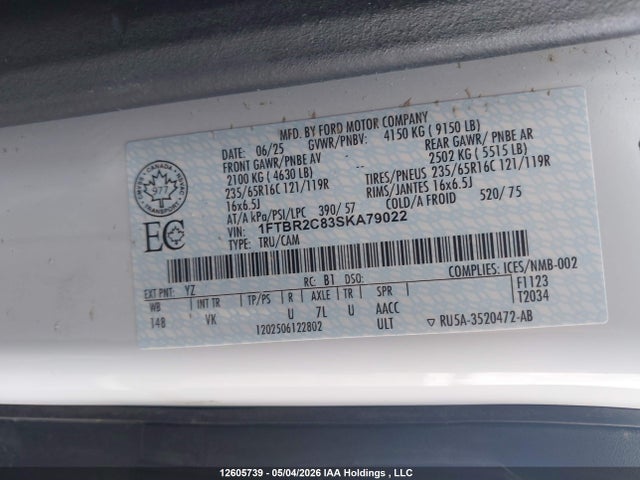 Ford Transit T-250 2025 1FTBR2C83SKA79022 Image 9