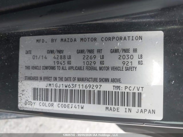 JM1GJ1W63F1169297 Mazda 6 Grand Touring