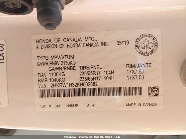 2HKRW1H32KH002882 Honda CR-V