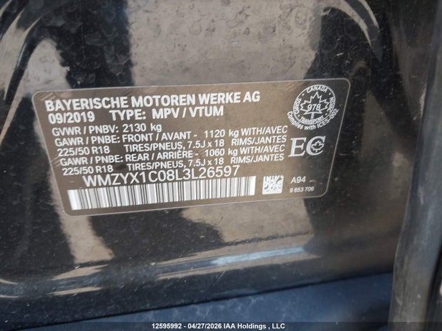 Aukcja sprzedaży 2020 Mini Countryman Cooper S, vin: WMZYX1C08L3L26597, numer aukcji: 12595992