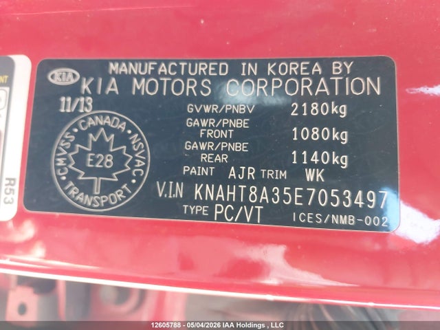 12605788 :رقم المزاد ، KNAHT8A35E7053497 vin ، 2014 Kia Rondo Lx مزاد بيع