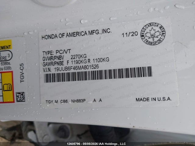 19UUB6F46MA801526 Acura Tlx Technology