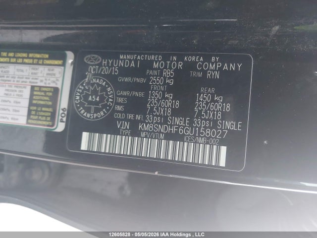 KM8SNDHF6GU158027 Hyundai Santa Fe Xl Premium