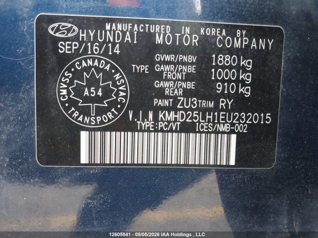 2014 Hyundai Elantra Gt მანქანა იყიდება აუქციონზე, vin: KMHD25LH1EU232015, აუქციონის ნომერი: 12605841